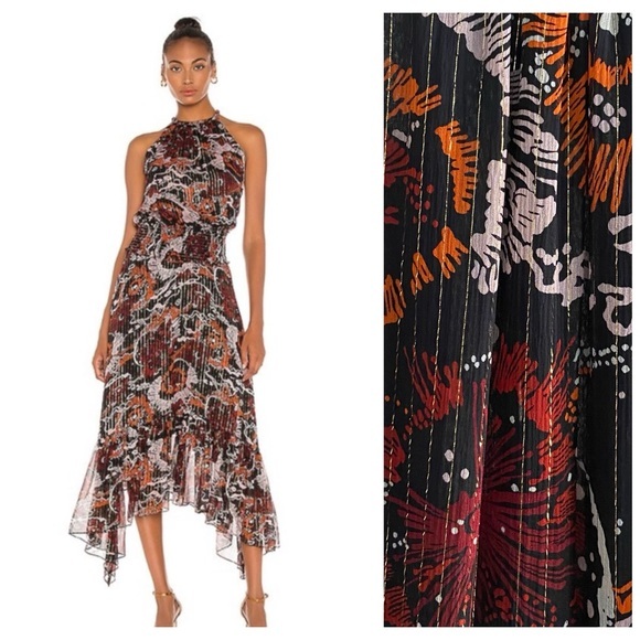 A.L.C. Dresses & Skirts - A.L.C. Bardot Silk Chiffon Printed Asymmetrical Halter Maxi Dress 4